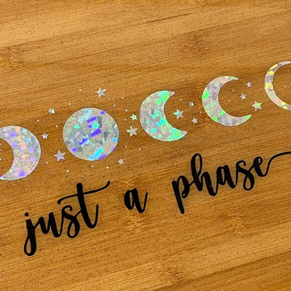 Moon "It's Just a Phase" Glitter Cutting Board Resin Wood Cutting Board Kitchen - Picture 8 of 8